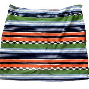 Izod Golf Skort-4 green /red /white striped, polyester spandex,